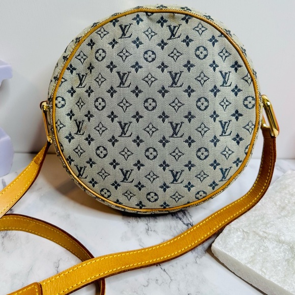 EUC Vintage Louis Vuitton Jeanne GM Blue Mini Lin Canvas Round Shoulder Bag - Picture 8 of 16